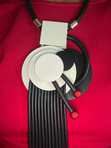 Necklace Rolled Rubber Geometric Center Piece