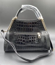 Load image into Gallery viewer, Handbag Crocodile Black Patent Duo
