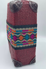 Load image into Gallery viewer, Handbag Red Rattan Woven Straw Square Bucket
