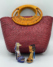 Load image into Gallery viewer, Handbag Handmade Rattan Woven Red Straw
