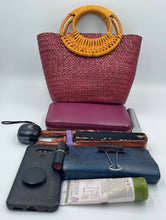 Load image into Gallery viewer, Handbag Handmade Rattan Woven Red Straw
