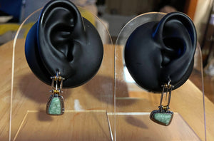Earrings Natural Stone Antique Silver Drop Geometric Danglers