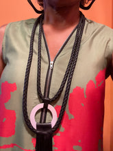 Load image into Gallery viewer, Necklace 88&quot; Long Leatherette Braided Rope Pendant &amp; Tassels
