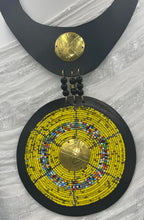 Load image into Gallery viewer, Necklace Masai Yellow Bead Black Leather
