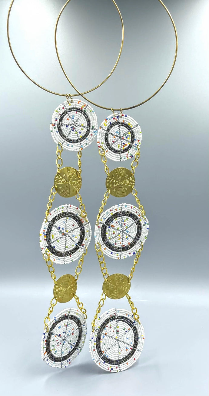 Necklace 5-Tier Beaded Disc & Copper