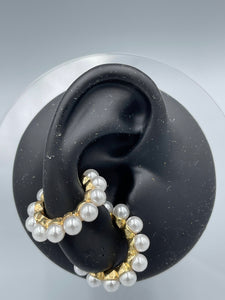 Earrings Pierce Less Open Pearl Edge Hoops