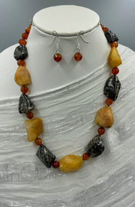 Necklace Earrings 2 Pc. Set Natural Stone