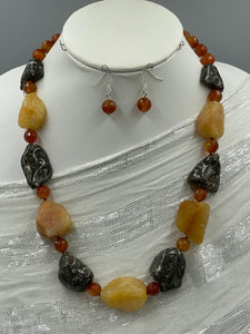 Necklace Earrings 2 Pc. Set Natural Stone