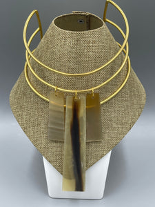 Necklace Choker 3-Tier  3"  Matte Gold Plated Brass