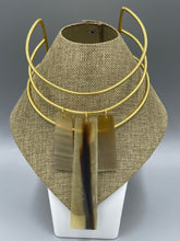 Load image into Gallery viewer, Necklace Choker 3-Tier  3&quot;  Matte Gold Plated Brass
