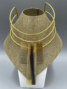 Necklace Choker 3-Tier  3"  Matte Gold Plated Brass