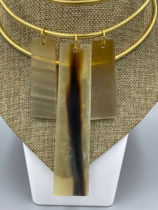 Necklace Choker 3-Tier  3"  Matte Gold Plated Brass