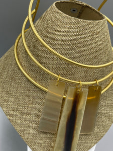 Necklace Choker 3-Tier  3"  Matte Gold Plated Brass