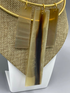 Necklace Choker 3-Tier  3"  Matte Gold Plated Brass