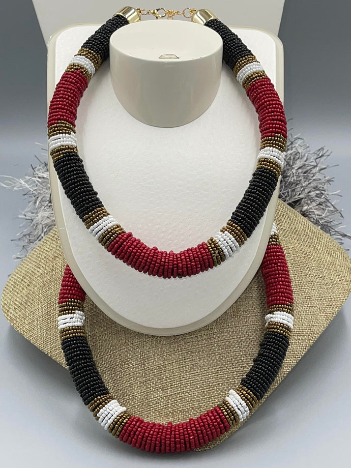 Necklace Beaded Hand Wrapped Masai