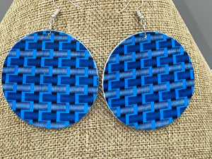 Earrings Natural Polished Wood Ethnic Painted Patterns