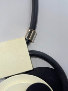 Necklace Rolled Rubber Geometric Center Piece