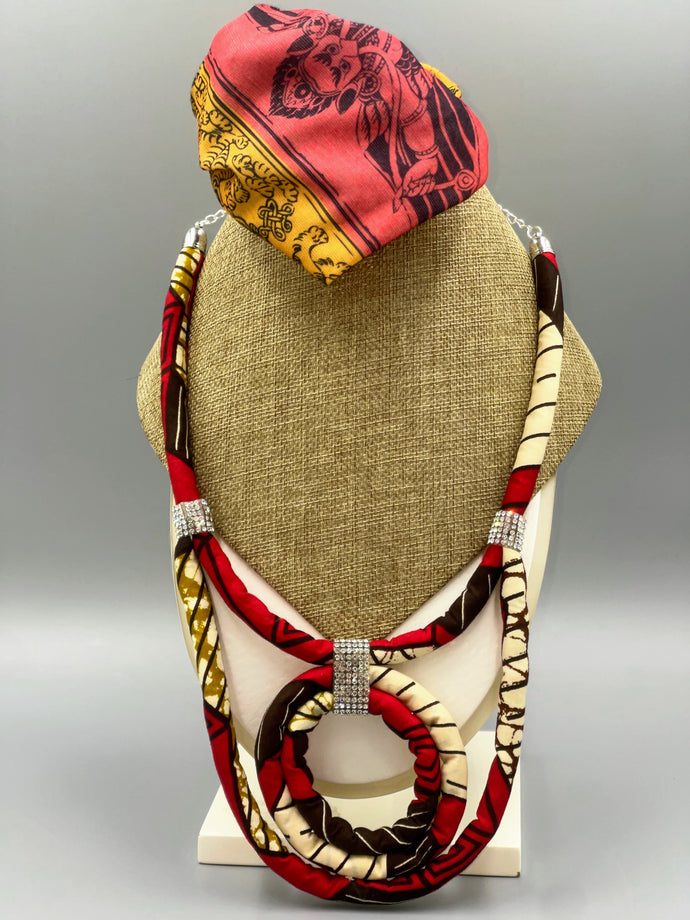 Necklace African Wax Looping Ropes Rhinestone