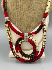 Necklace African Wax Looping Ropes Rhinestone