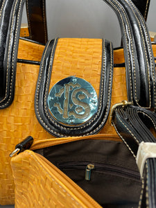 Handbag Box Pattern Vegan Leather Tote
