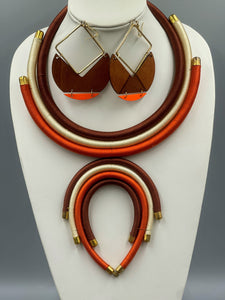 Necklace African Inspired Threaded Choker Pendant