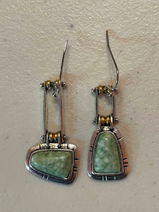 Earrings Natural Stone Antique Silver Drop Geometric Danglers