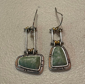 Earrings Natural Stone Antique Silver Drop Geometric Danglers