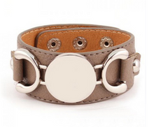 Load image into Gallery viewer, Leather &amp; Gold Snap Cuff
