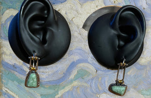 Earrings Natural Stone Antique Silver Drop Geometric Danglers