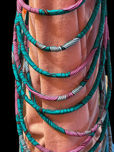Multi Strand Ethnic Wax Fabric Pull Over Necklace