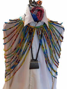 Multi Strand Ethnic Wax Fabric Pull Over Necklace