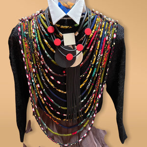 Necklace Shawl Ethnic Wax Fabric 38" Drape Pullover