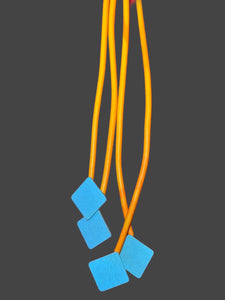 Necklace Orange Swirl Rubber Strands
