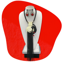 Load image into Gallery viewer, Necklace Rolled Rubber Geometric Center Piece
