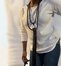 Load image into Gallery viewer, Necklace 88&quot; Long Leatherette Braided Rope Pendant &amp; Tassels
