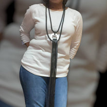 Load image into Gallery viewer, Necklace 88&quot; Long Leatherette Braided Rope Pendant &amp; Tassels
