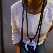 Load image into Gallery viewer, Necklace 88&quot; Long Leatherette Braided Rope Pendant &amp; Tassels
