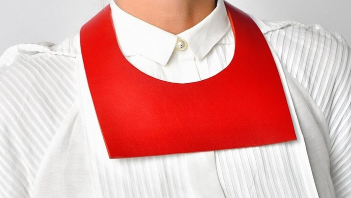 Red Geometric Statement Bib