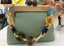 Load image into Gallery viewer, PU Leather Bucket Shoulder Strap Acrylic Chain Link Handle
