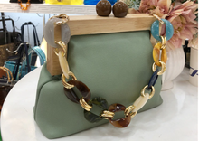 Load image into Gallery viewer, PU Leather Bucket Shoulder Strap Acrylic Chain Link Handle
