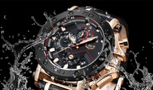 Load image into Gallery viewer, Men&#39;s Luxury Black Leather Bank White Stitching Rose Gold Plated
