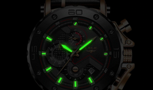 Load image into Gallery viewer, Men&#39;s Luxury Black Leather Bank White Stitching Rose Gold Plated
