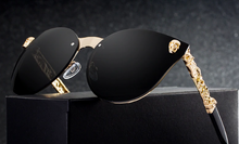 Load image into Gallery viewer, Gothic Skull Corner Rounded Cat Eye Rimless Framed Sunglasses
