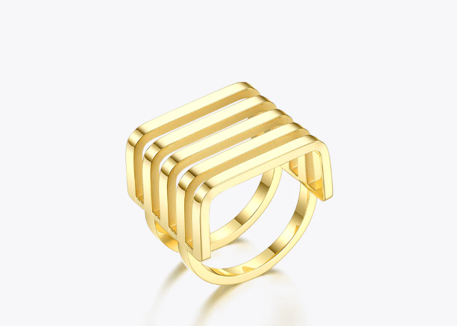 Stainless Steel Gold Plated 5 Rows Ring