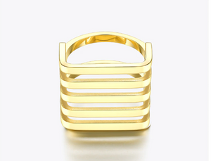 Stainless Steel Gold Plated 5 Rows Ring