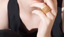 Load image into Gallery viewer, Stainless Steel Gold Plated 5 Rows Ring
