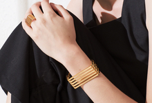 Load image into Gallery viewer, Stainless Steel Gold Plated Cuff 5 Rows Bracelet
