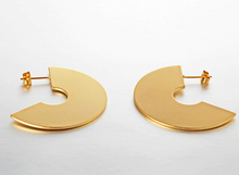 Load image into Gallery viewer, Stainless Steel Matte Half Moon Push Back Dangler Earrings
