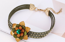 Load image into Gallery viewer, Acrylic Flower Triple Strand Studded Choker
