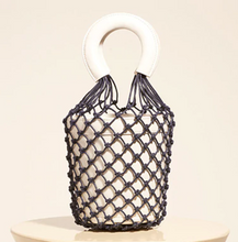 Load image into Gallery viewer, Leather Bucket Woven Netted Tote

